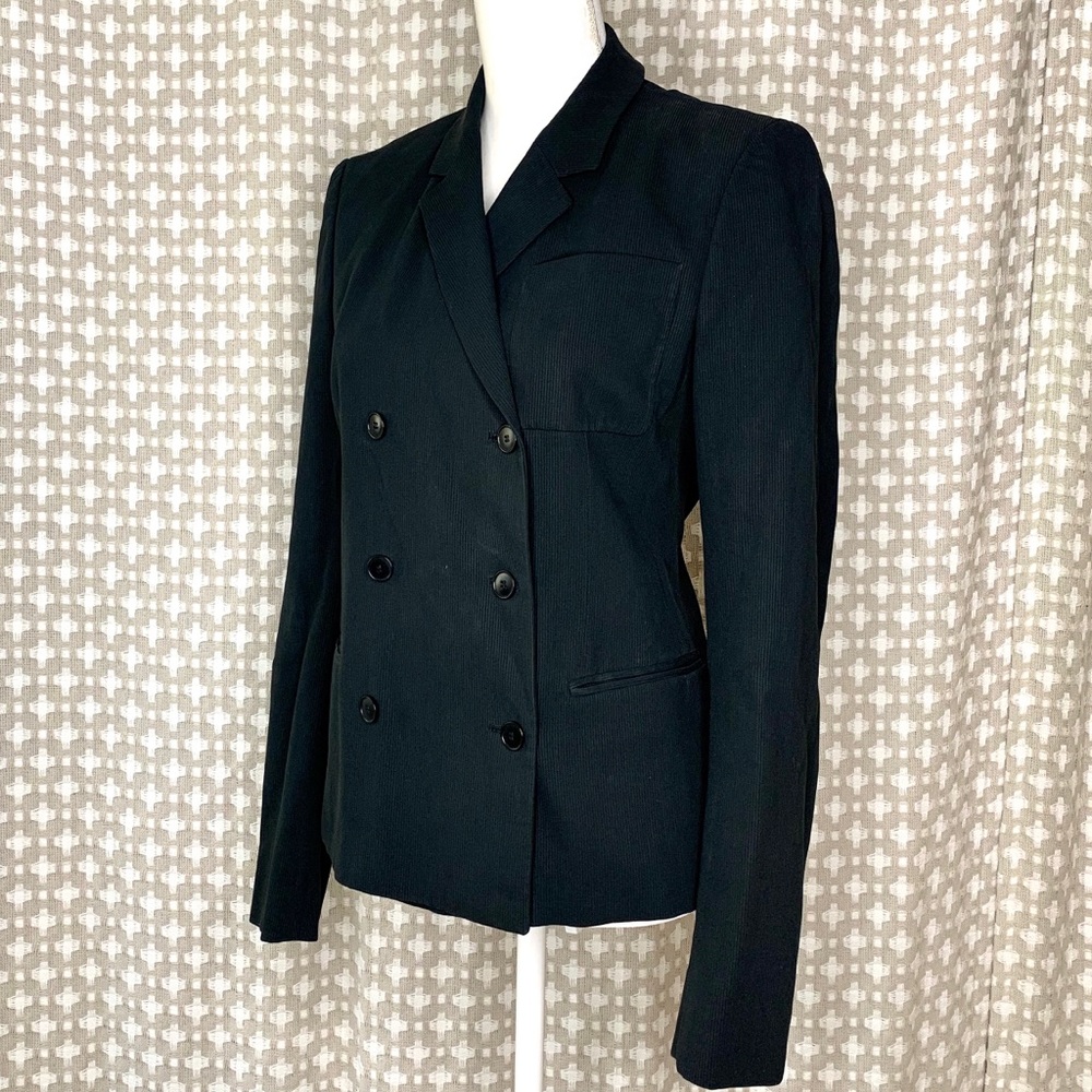 CALVIN KLEIN COLLECTION Black Double Breasted Blazer Jacket Coat Collar Size 6 - Picture 2 of 13
